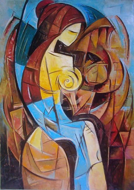 Peinture intitulée "Mother's Deep Pain" par Vlad Soltan, Œuvre d'art originale, Huile