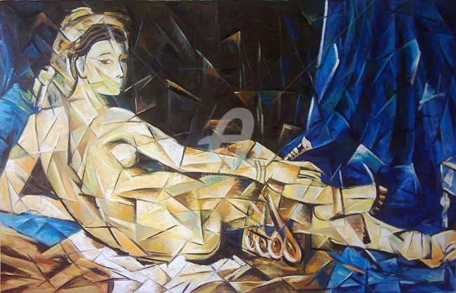 Painting titled "GRANDE ODALISQUE" by Vlad Soltan, Original Artwork, Oil