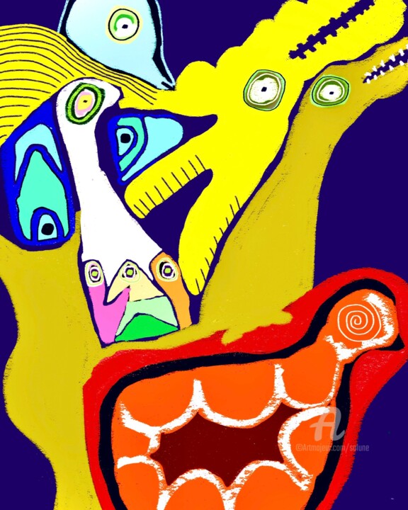 Digitale Kunst mit dem Titel "HALLUCINATIONS (SCB)" von Solune, Original-Kunstwerk, Digitale Malerei