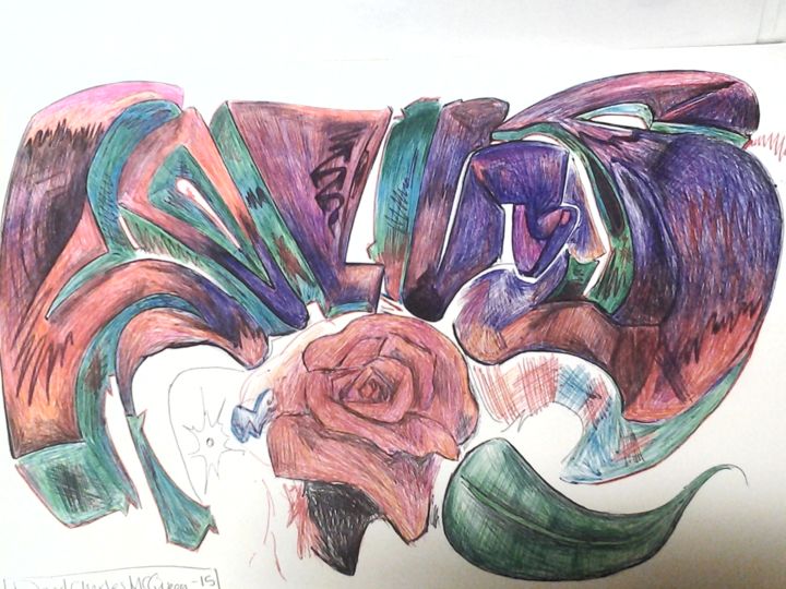 Drawing titled "rose" by Solus, Original Artwork, Ballpoint pen