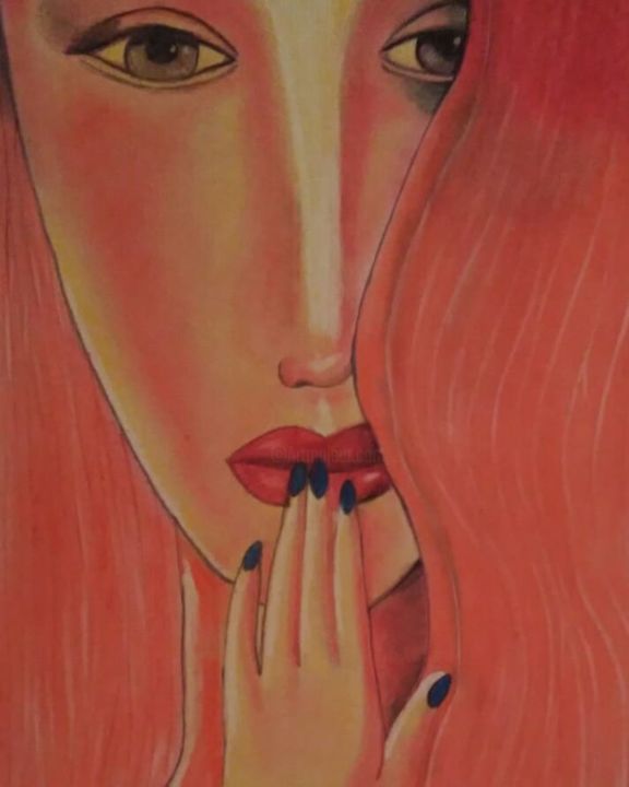 Peinture intitulée "La Mirada" par Soledad Sarria, Œuvre d'art originale, Pastel