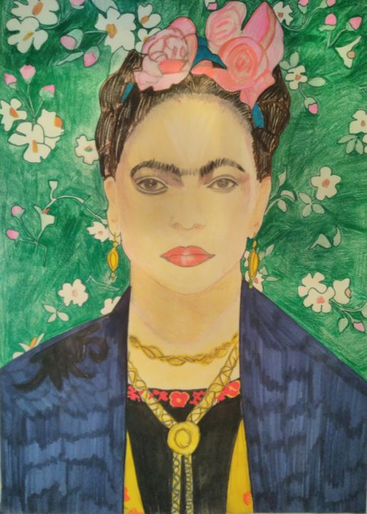 Dessin intitulée "Frida Khalo" par Soledad Sarria, Œuvre d'art originale