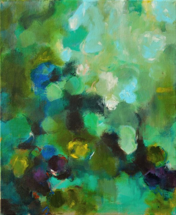 Peinture intitulée "GREEN 1" par Solveiga, Œuvre d'art originale, Acrylique