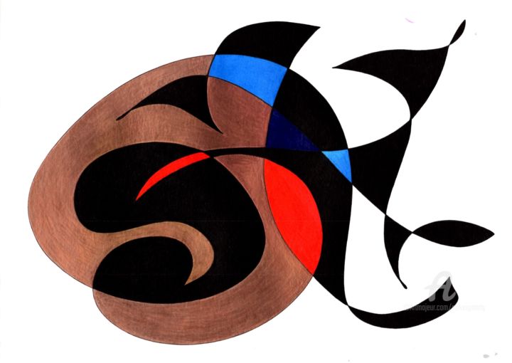 「Kabuki fish」というタイトルの描画 Solveig Marty "Sol"によって, オリジナルのアートワーク, インク