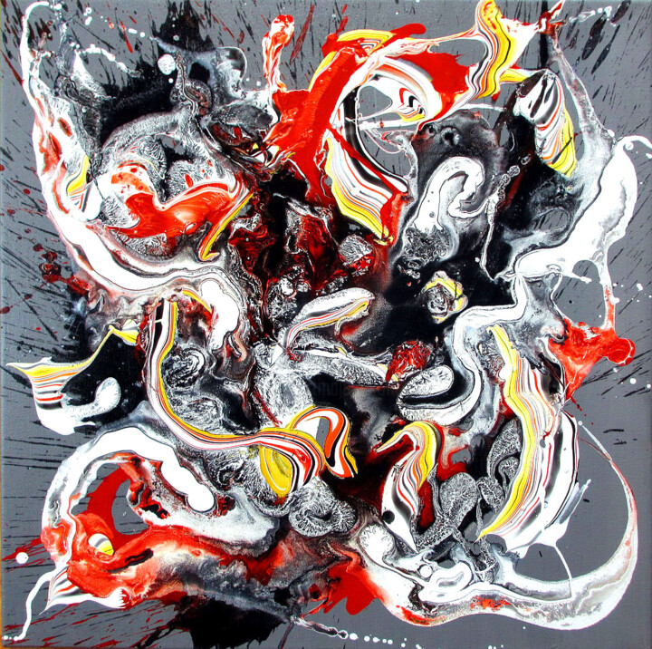 Schilderij getiteld "Blood and Fire" door Soma, Origineel Kunstwerk, Acryl