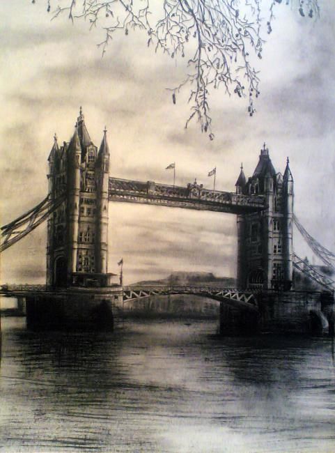Рисунок под названием "Тауэрский мост - во…" - Екатерина Сомова, Подлинное произведение искусства, Другой