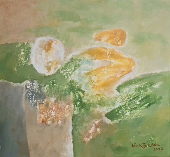 Peinture intitulée "Blended Green 1" par Son Huynh Lam, Œuvre d'art originale, Acrylique