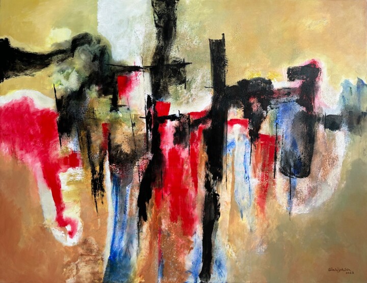 Painting titled "Sky City 2" by Son Huynh Lam, Original Artwork, Acrylic