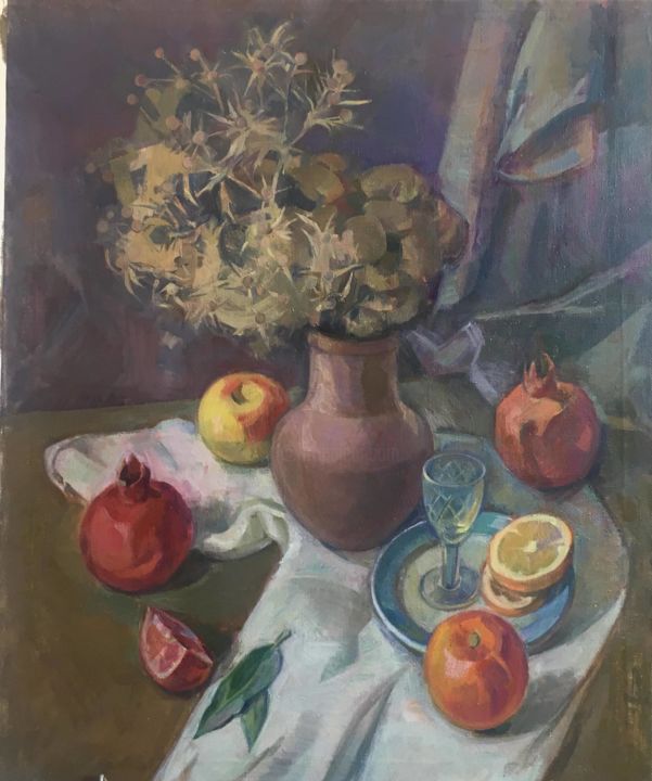 Картина под названием "Still life 3" - Hayk Gharagyozyan, Подлинное произведение искусства, Масло