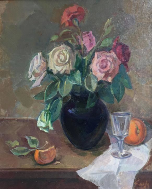 Pintura titulada "Roses" por Hayk Gharagyozyan, Obra de arte original, Oleo