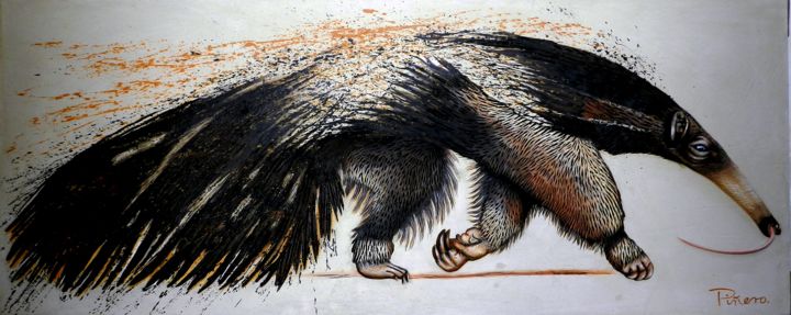 Pintura titulada "oso-hormiguero-mixt…" por Sonaira Piñero, Obra de arte original