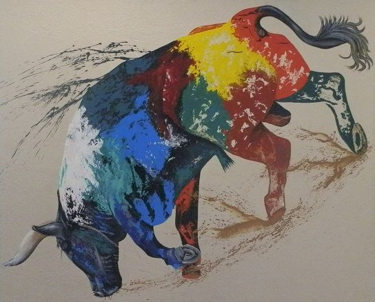 Pittura intitolato "toro sonaira-pinero…" da Sonaira Piñero, Opera d'arte originale, Acrilico