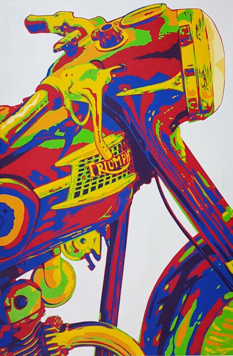 Peinture intitulée "TRIUMPH MOTORBIKES" par Sonaly Gandhi, Œuvre d'art originale, Acrylique