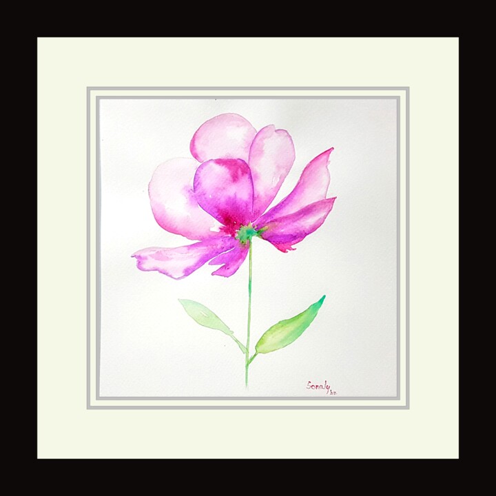 Картина под названием "Flowers 3" - Sonaly Gandhi, Подлинное произведение искусства, Акварель