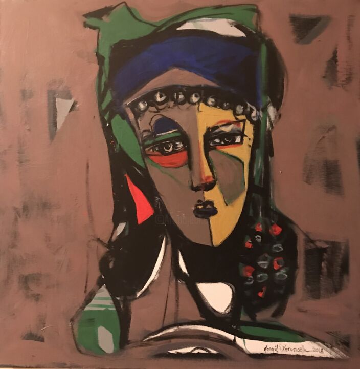 Painting titled "Anatolian woman2" by Songul Torunoglu, Original Artwork, Acrylic