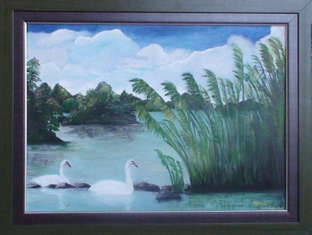 Painting titled "Göl-Lake" by Songul Terlemez, Original Artwork