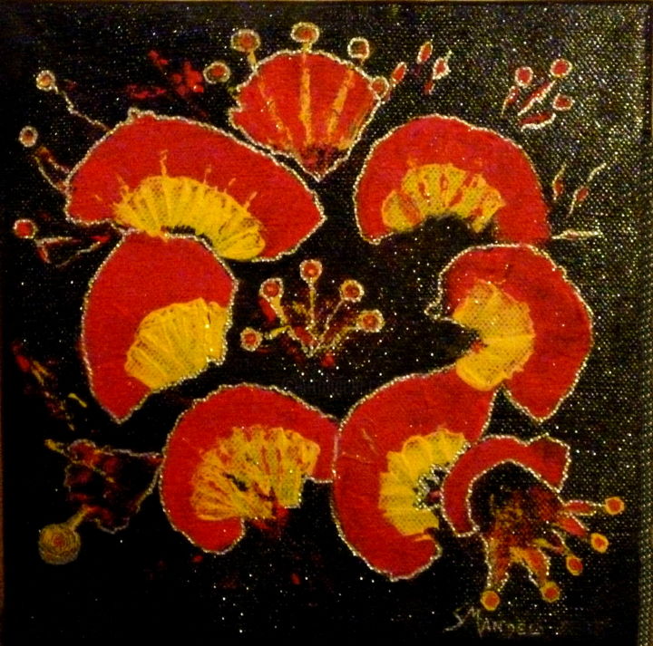 Painting titled "FLEURS EXOTIQUES 20…" by Sonia Mandel, Original Artwork, Acrylic