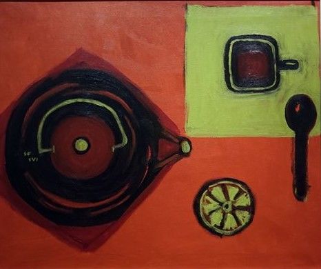Картина под названием "Té delle 5:00 p.m." - Sonia Catalogna, Подлинное произведение искусства, Акрил Установлен на Деревянн…