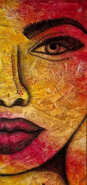 Картина под названием "NELLY" - Sonia Klucznik, Подлинное произведение искусства, String Art Установлен на Деревянная панель