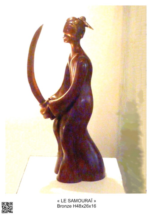 Escultura titulada "LE SAMOURAI Bronze…" por Sonia Mandel, Obra de arte original, Metales