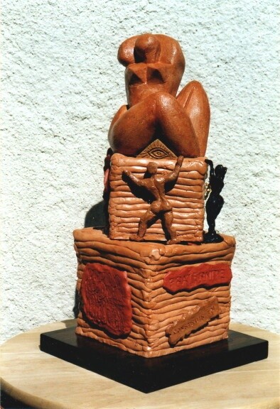 Sculpture titled "LA CONSTRUCTION UNI…" by Sonia Mandel, Original Artwork, Terra cotta