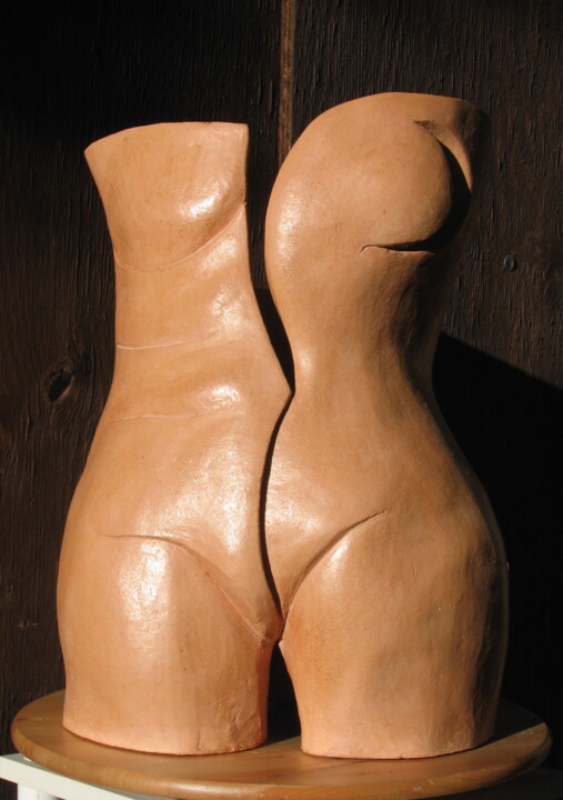 Скульптура под названием "OSMOSE  Terre cuite…" - Sonia Mandel, Подлинное произведение искусства, Терракота