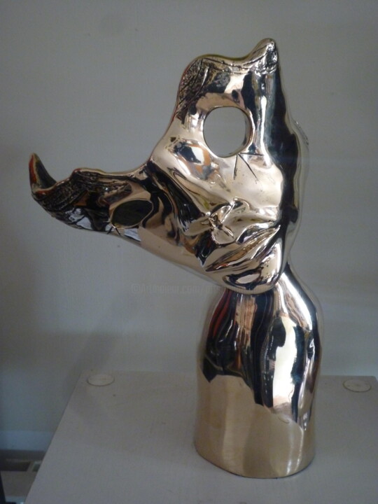 Sculpture titled "AMOUR MASQUE - Bron…" by Sonia Mandel, Original Artwork