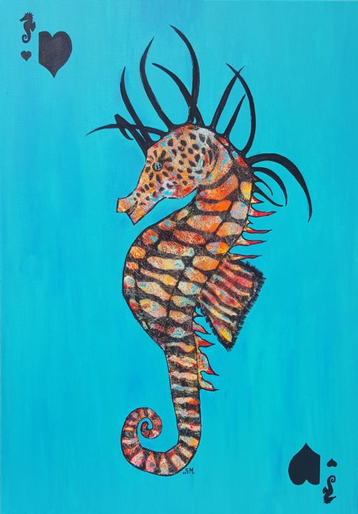 Painting titled "Madame hippocampe,…" by Sonia Michel, Original Artwork, Acrylic