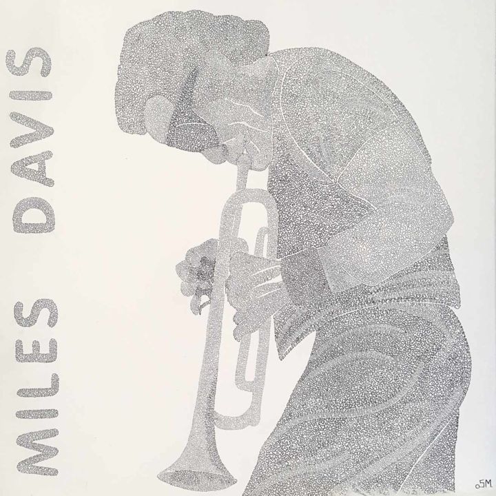 Drawing titled "Miles Davis" by Sonia Michel, Original Artwork, Ink