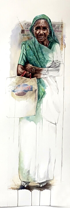 Painting titled "Delhi, Inde" by Sonia Privat, Original Artwork, Watercolor