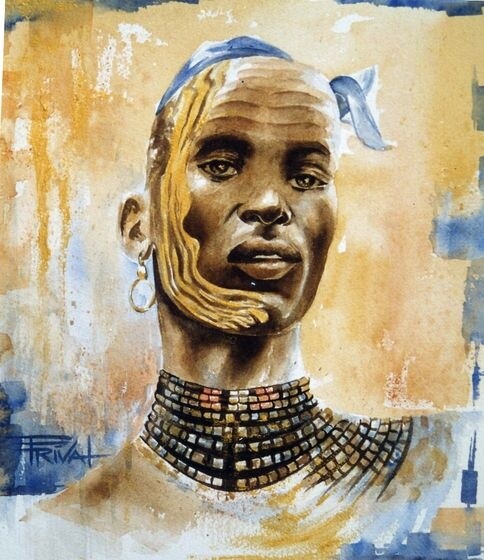 Peinture intitulée "Guerrier du Nil" par Sonia Privat, Œuvre d'art originale, Huile