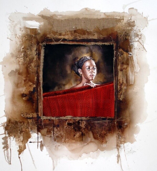 Peinture intitulée "teinture rouge" par Sonia Privat, Œuvre d'art originale, Huile