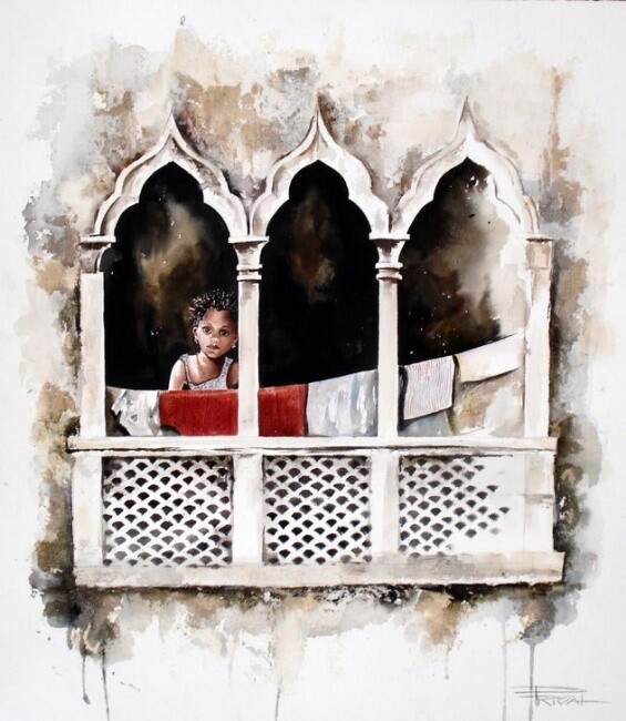 "Fenêtre sur Zanzibar" başlıklı Tablo Sonia Privat tarafından, Orijinal sanat, Petrol