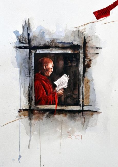 Pintura intitulada "Tibet 22" por Sonia Privat, Obras de arte originais