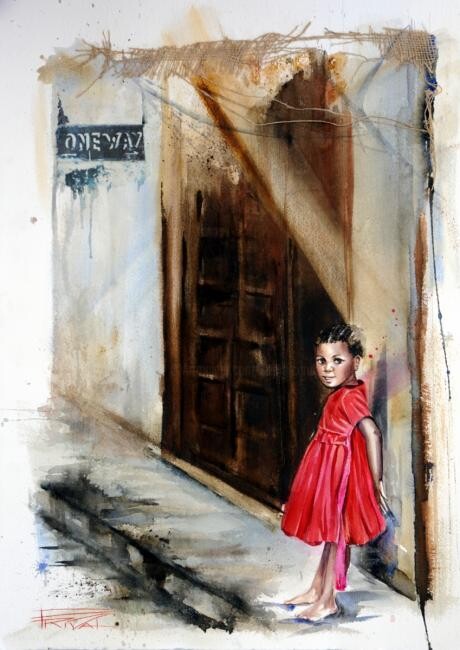 Peinture intitulée "Avant l’école… Ston…" par Sonia Privat, Œuvre d'art originale
