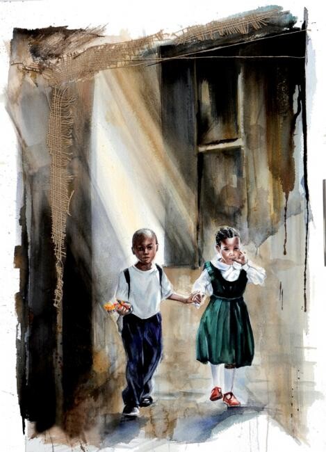 Painting titled "Rue de Stone Town,…" by Sonia Privat, Original Artwork