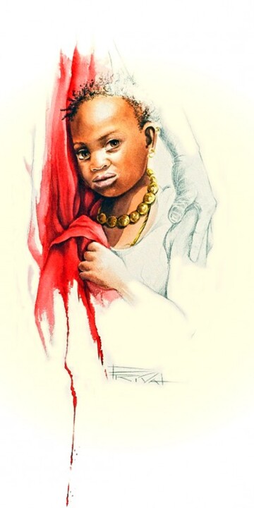 Painting titled "Afrique rouge" by Sonia Privat, Original Artwork