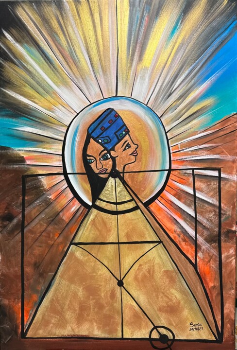 Painting titled "Le portail" by Sonia Weber (Sonia la Cubana), Original Artwork, Acrylic Mounted on Wood Stretcher frame