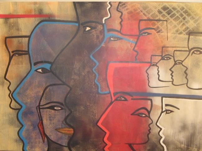 Pintura intitulada "Faces" por Sonia Burgareli, Obras de arte originais, Outro