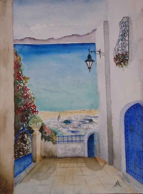 Sidi Bou Said Tunisie Malerei Von Sonia Caruso Artmajeur