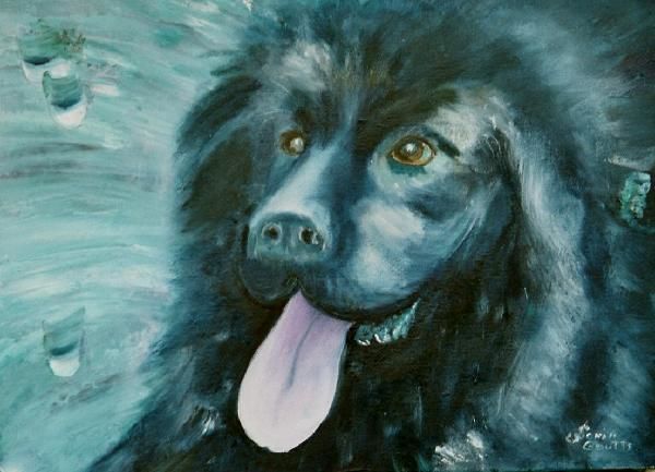 Peinture intitulée "Le chien bleu" par Sonia Goutte, Œuvre d'art originale