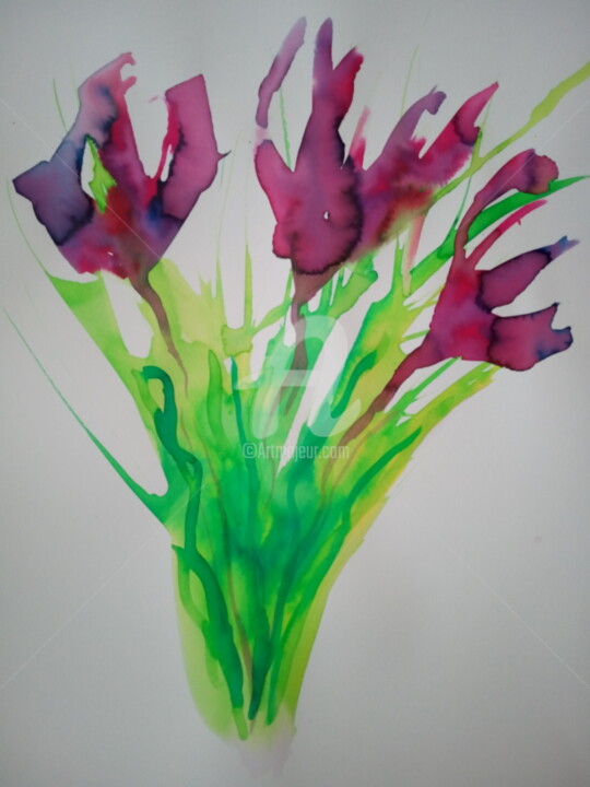 Pintura titulada "Flower Power" por Sónia Marcos, Obra de arte original, Acuarela