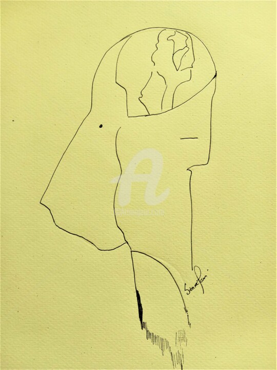 Dibujo titulada "MILÈNIO | Eu e o Pa…" por Sónia Marcos, Obra de arte original, Tinta