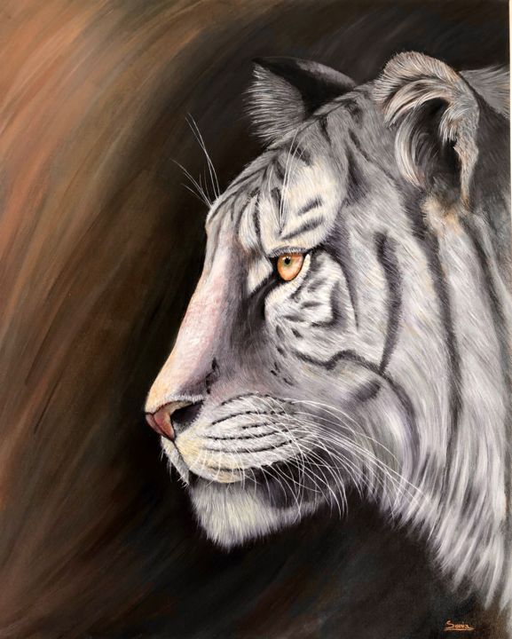 Peinture intitulée "Tigre" par Sonia Marcel, Œuvre d'art originale, Acrylique Monté sur Châssis