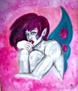 Painting titled "Purple fairy" by Sonia Rhea, Original Artwork