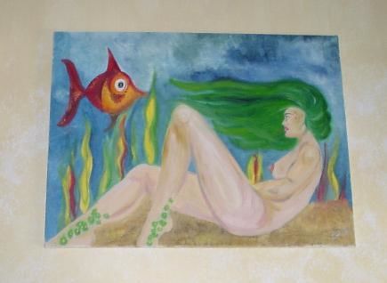 Painting titled "deep sea" by Sonia Rhea, Original Artwork, Oil