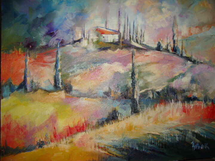 Painting titled "TUSCANY" by Sonja Brzak, Original Artwork, Oil