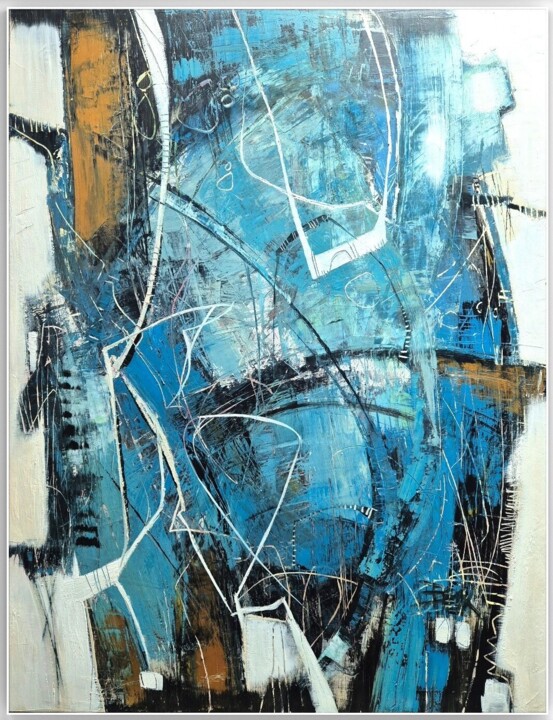 Painting titled "RHAPSODY IN BLUE II" by Sonja Brzak, Original Artwork, Oil