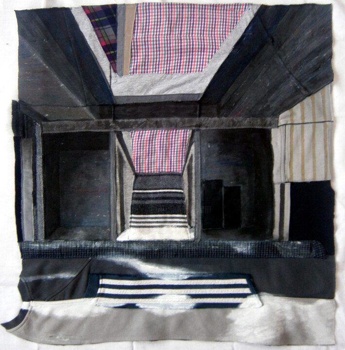 Textile Art με τίτλο "Squareness Prevails…" από Sonja Salomäki, Αυθεντικά έργα τέχνης, Κουρελού