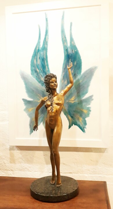 Скульптура под названием "Comfortable in my s…" - Sonja Smeyers, Подлинное произведение искусства, Бронза